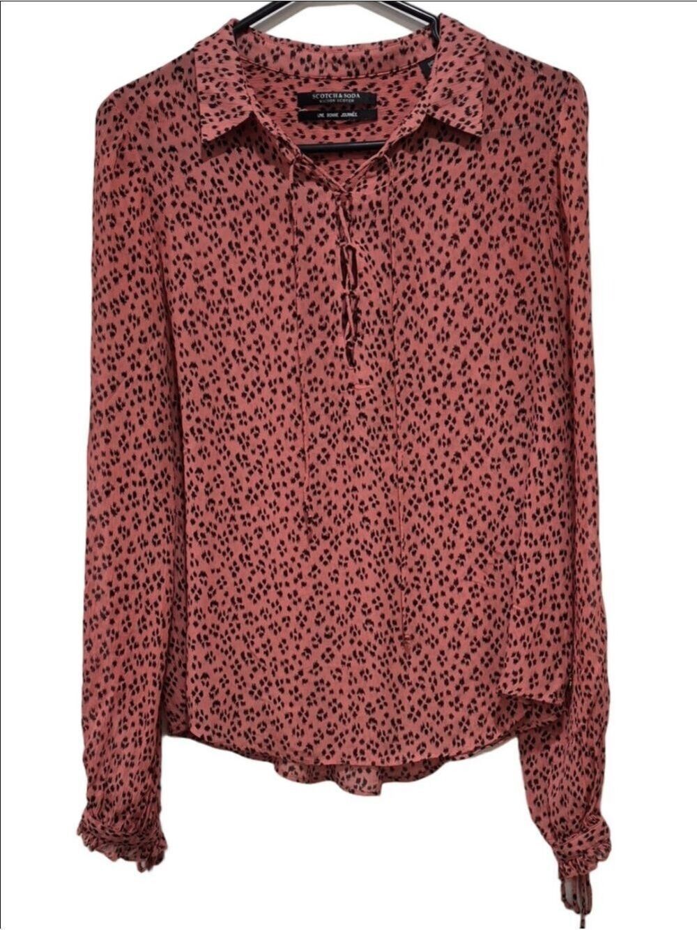 Scotch & Soda Maison Scotch Animal Print Lace Up Blouse Burnt Orange Size S